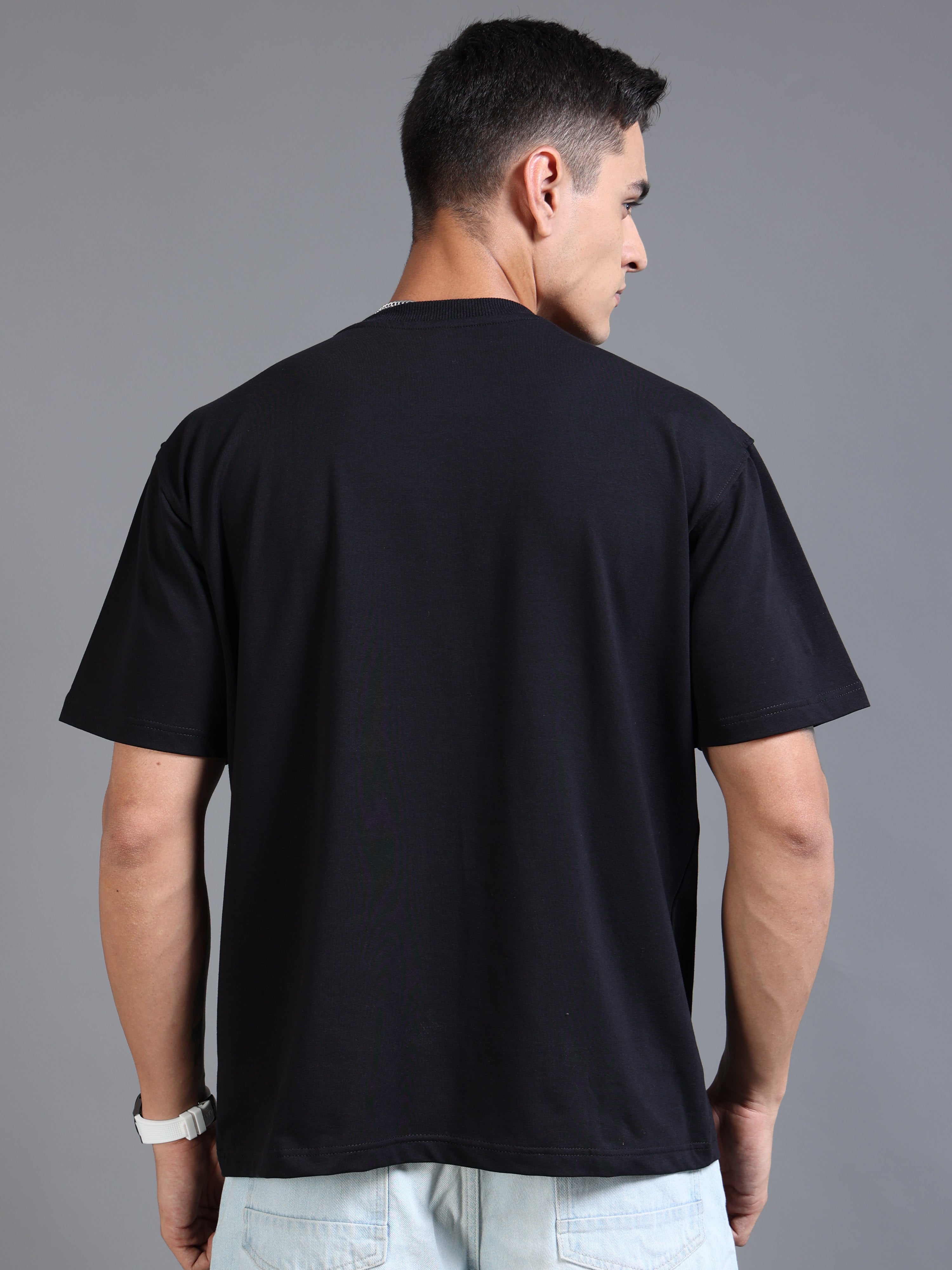Essential Oversized Tee – Black (Cotton-Lycra Blend)