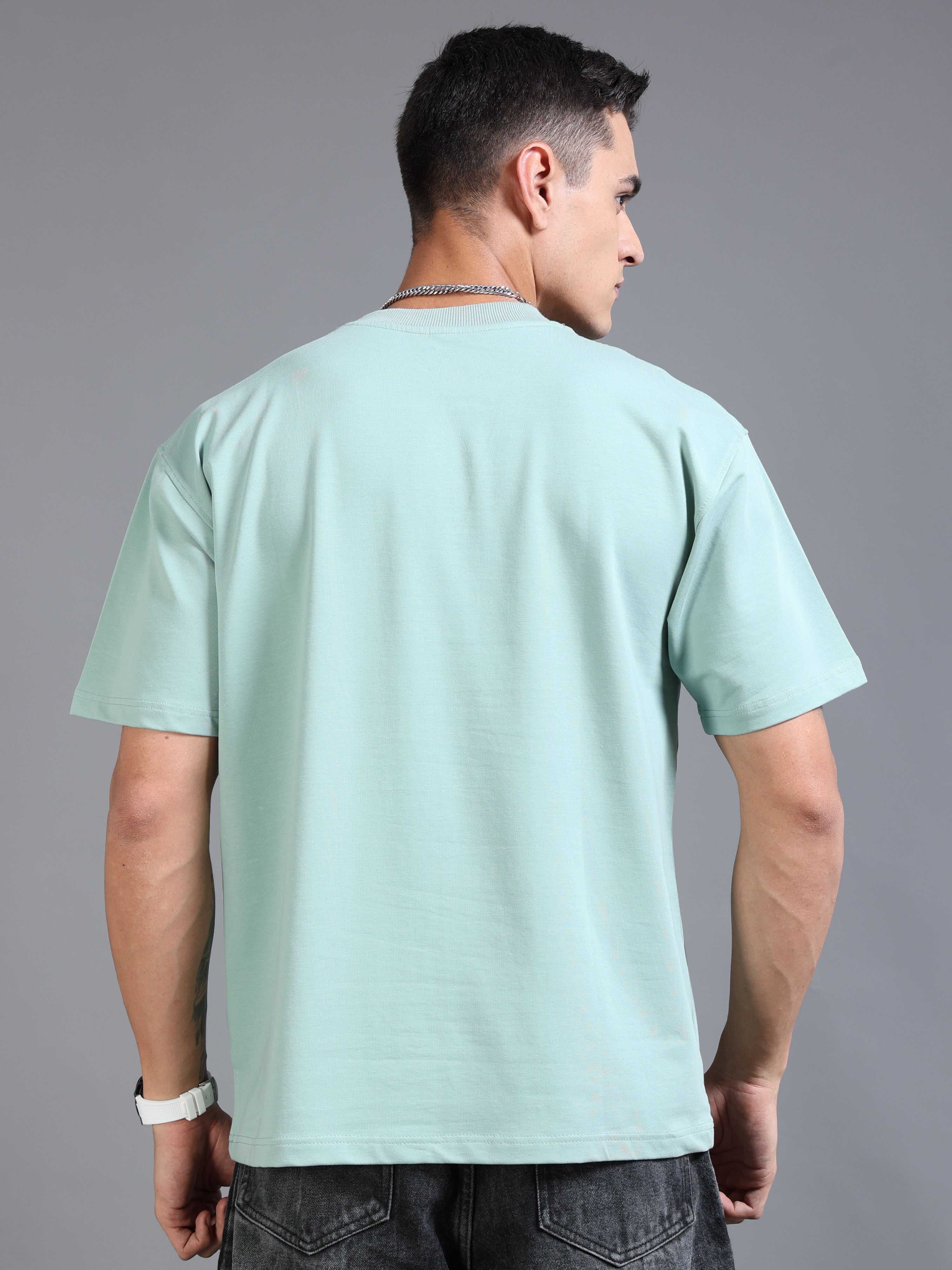 Essential Oversized Tee – Sage Blue (Cotton-Lycra Blend)