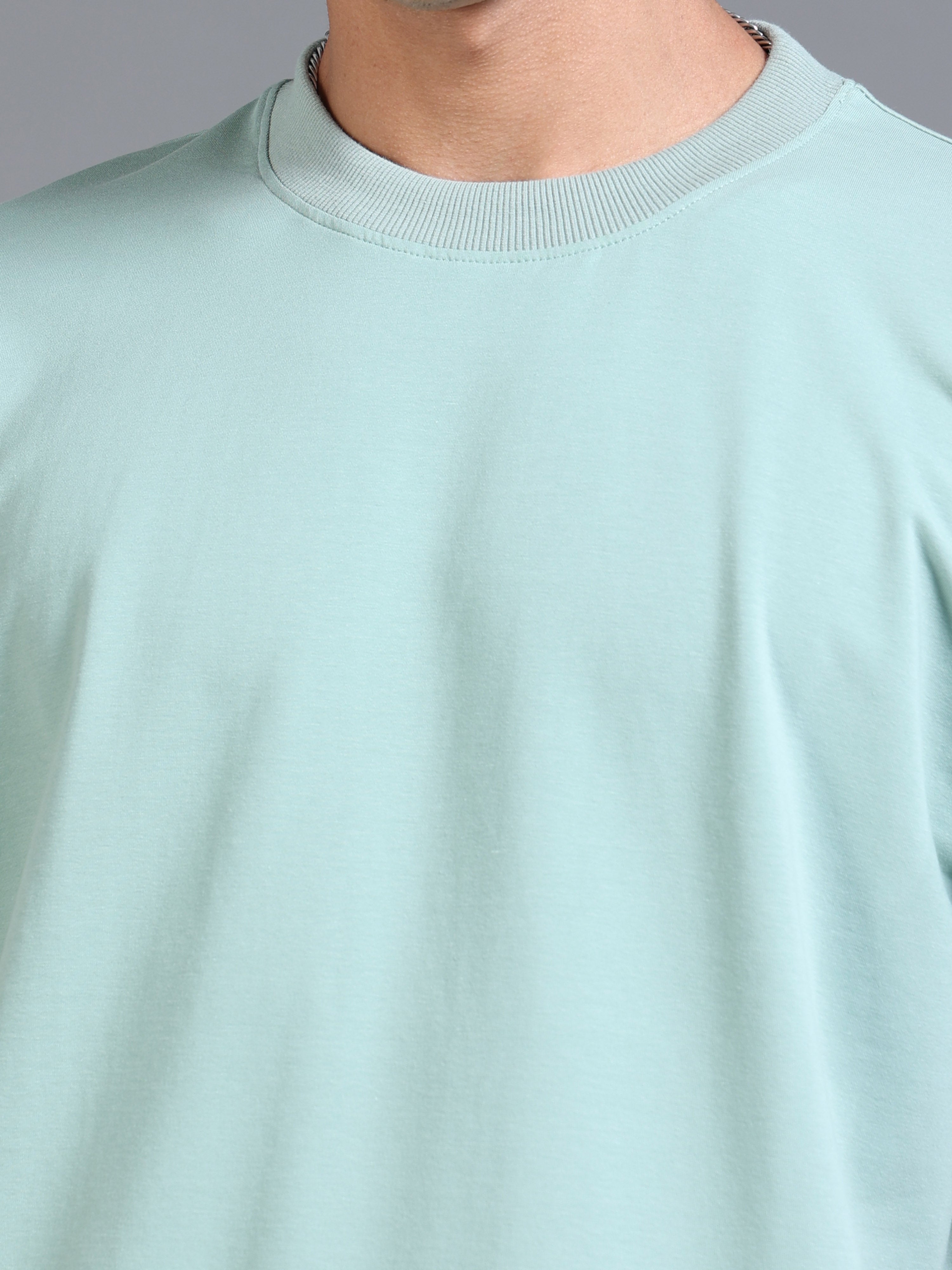 Essential Oversized Tee – Sage Blue (Cotton-Lycra Blend)