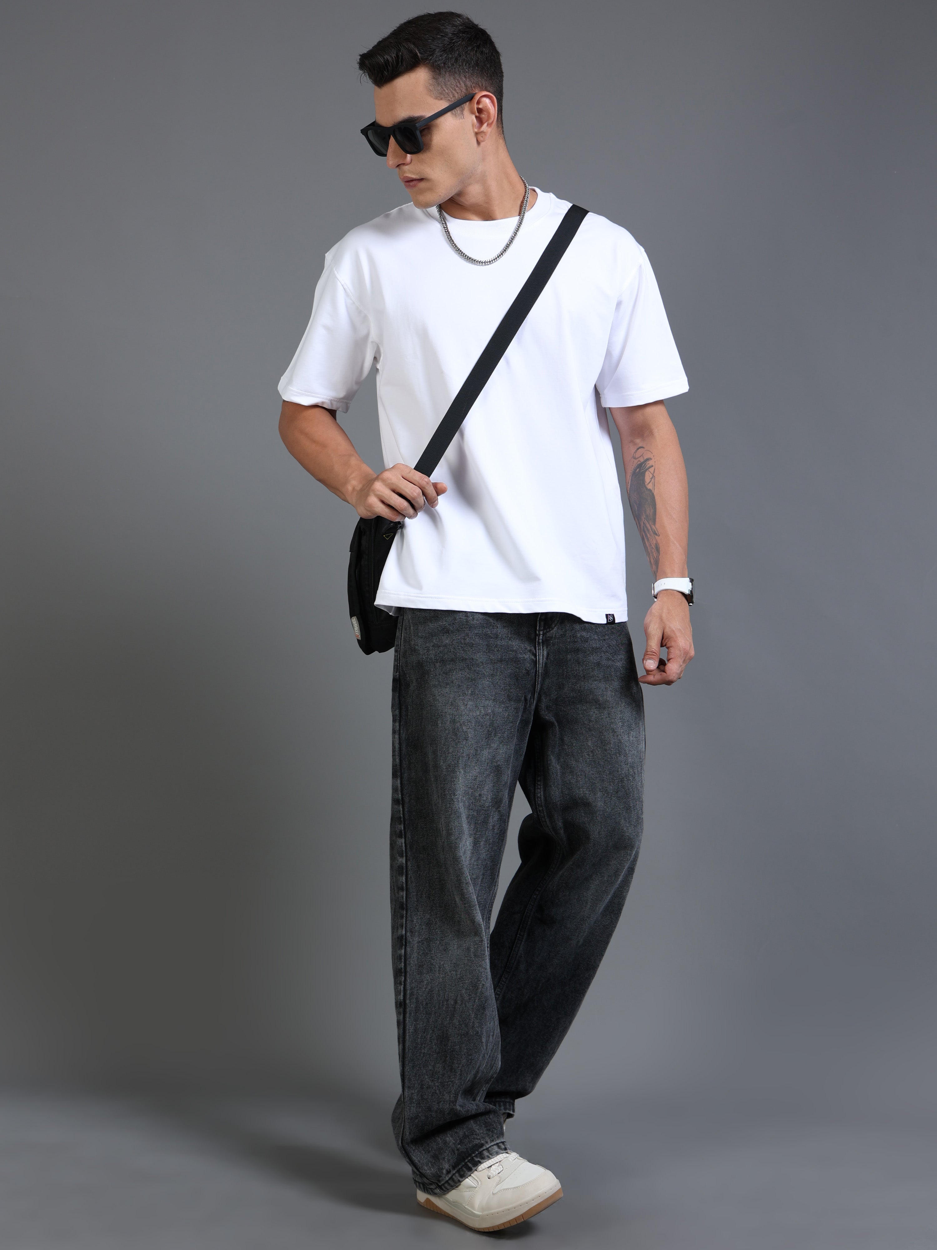 Essential Oversized Tee – White (Cotton-Lycra Blend)